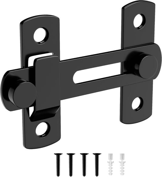180 Degree Matte Black Bifold Latch Flip Sliding Barn Door Latches, Gate Latch for Barn Door, Sliding Door, Pet Door, Garage, Bathroom, Window, Outdoor