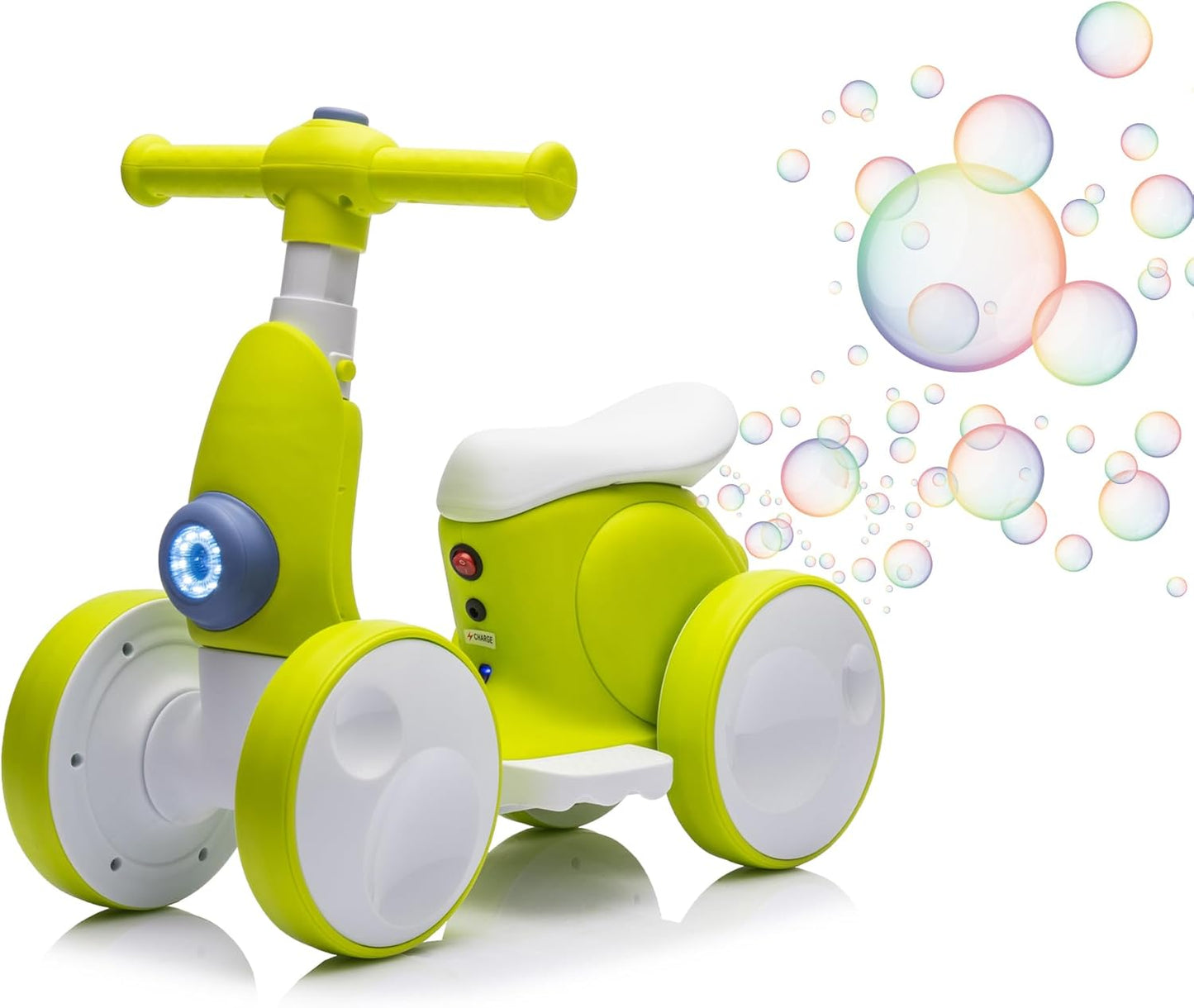 6V Electric Baby Balance Bike for 1 Year Old Boys Girls Ride on Toys 12-48 Months Toddler Balance Bike, 4 Wheels Kids First Bike with Remote Control First Birthday Gifts- Cyan