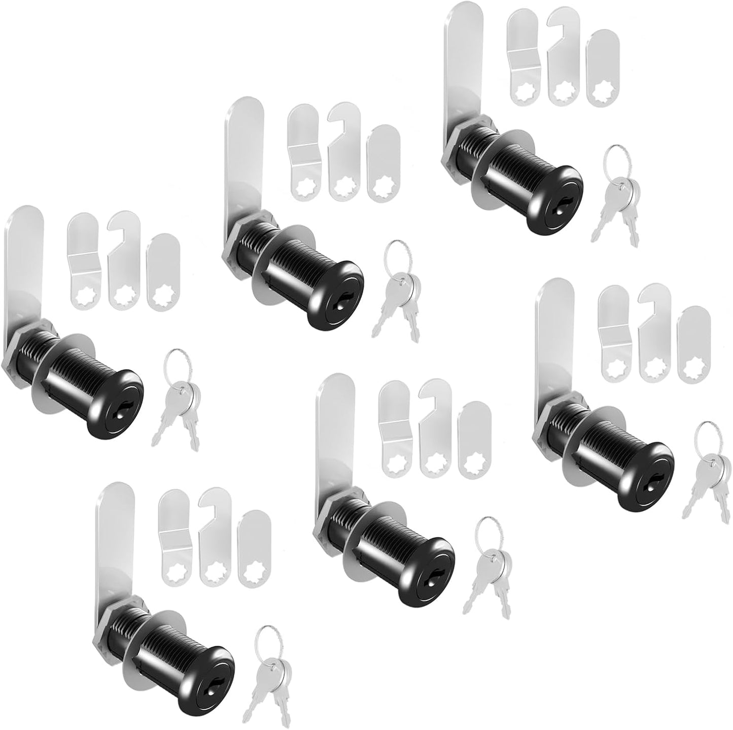 6 Pcs Cabinet Locks with Keys, 1-1/2'' Cam Lock Keyed Alike Fit 1-3/8'' Max Panel, Secure Your File Cabinet Drawer Desk Toolbox Mailbox Lock Replacement, Zinc Alloy