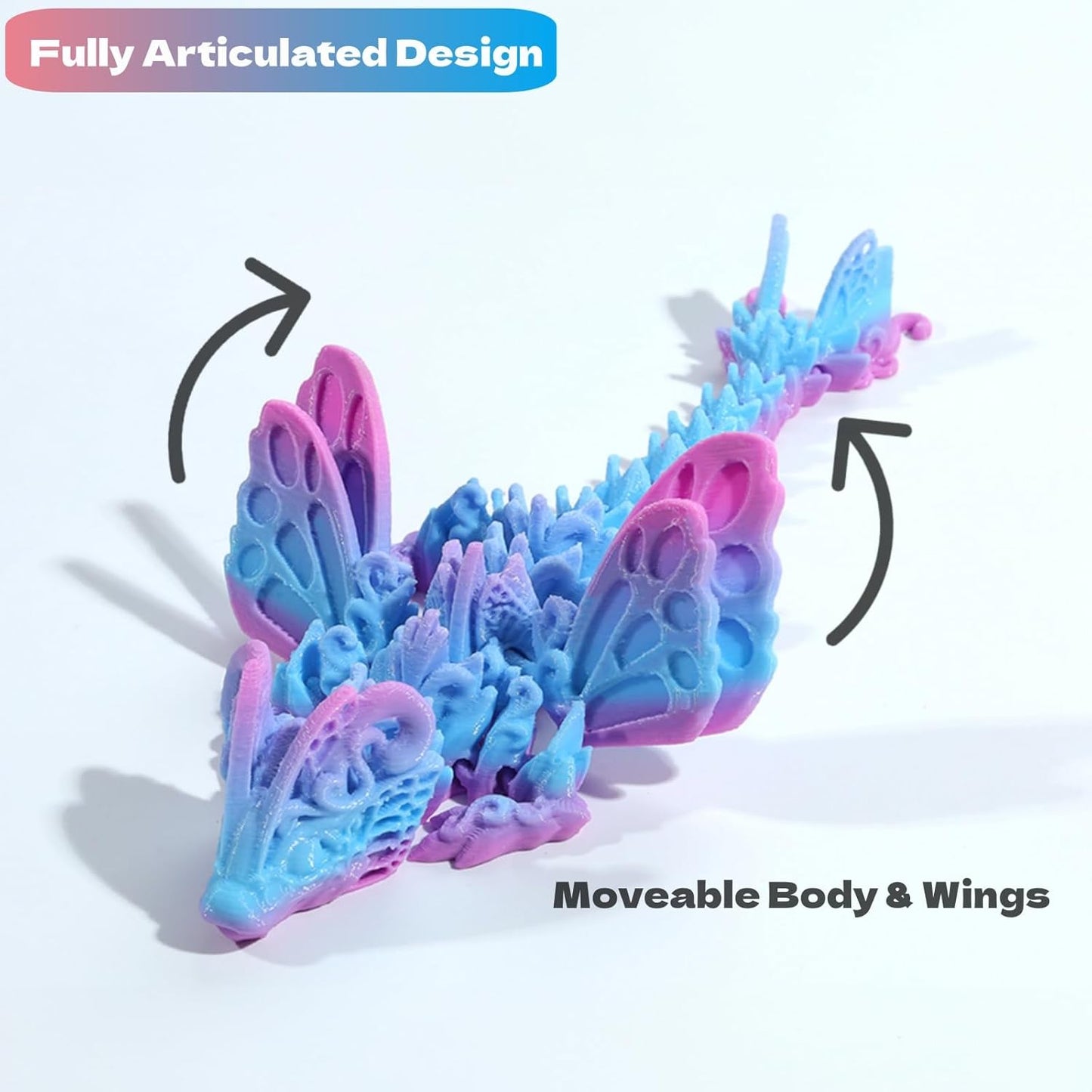 3D Printed Dragon Egg with Dragon Inside, Fully Articulated Butterfly Dragon in Egg, Dragon Fidget Toy, Home/Office/Desktop Décor, Easter Basket Stuffers, Gift for her (Sunrise)