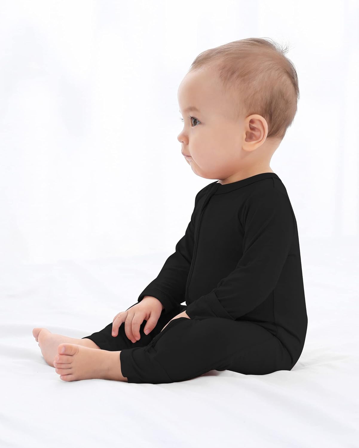 GUISBY Baby Pajamas with Mitten Cuffs - 3Pcs Girls Boys 2 Way Zipper Long Sleeve Rayon Sleepers