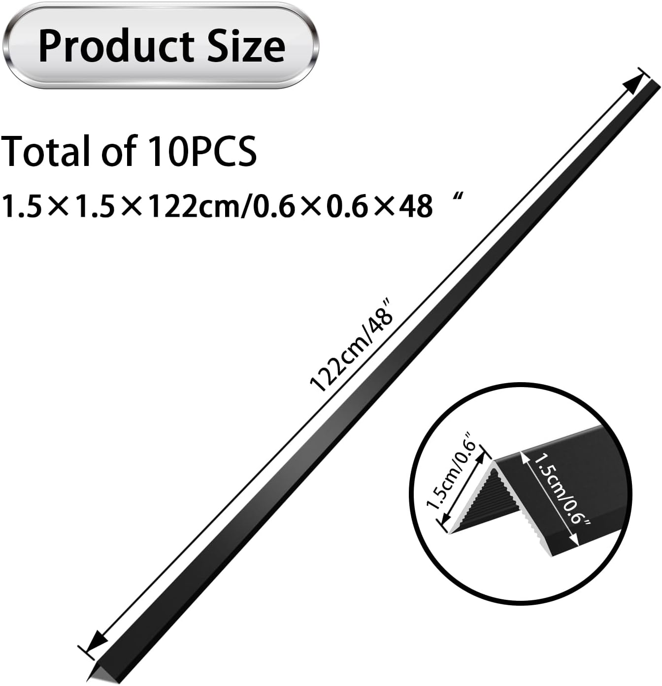 Aluminum Alloy Metal Corner Protector 10PCS Wall Corner Protector 0.6x0.6x48 inches Corner Trim Black Decoration Pack of 10 Corner Guards 21Ga Thickness