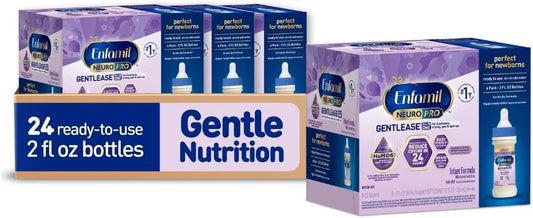 Enfamil NeuroPro Gentlease Baby Formula, Brain Building DHA, HuMO6 Immune Blend, Designed to Reduce Fussiness, Crying, Gas & Spit-up in 24 Hrs, Ready-to-Feed Infant Formula, Liquid, 2 Fl Oz (24 Count)