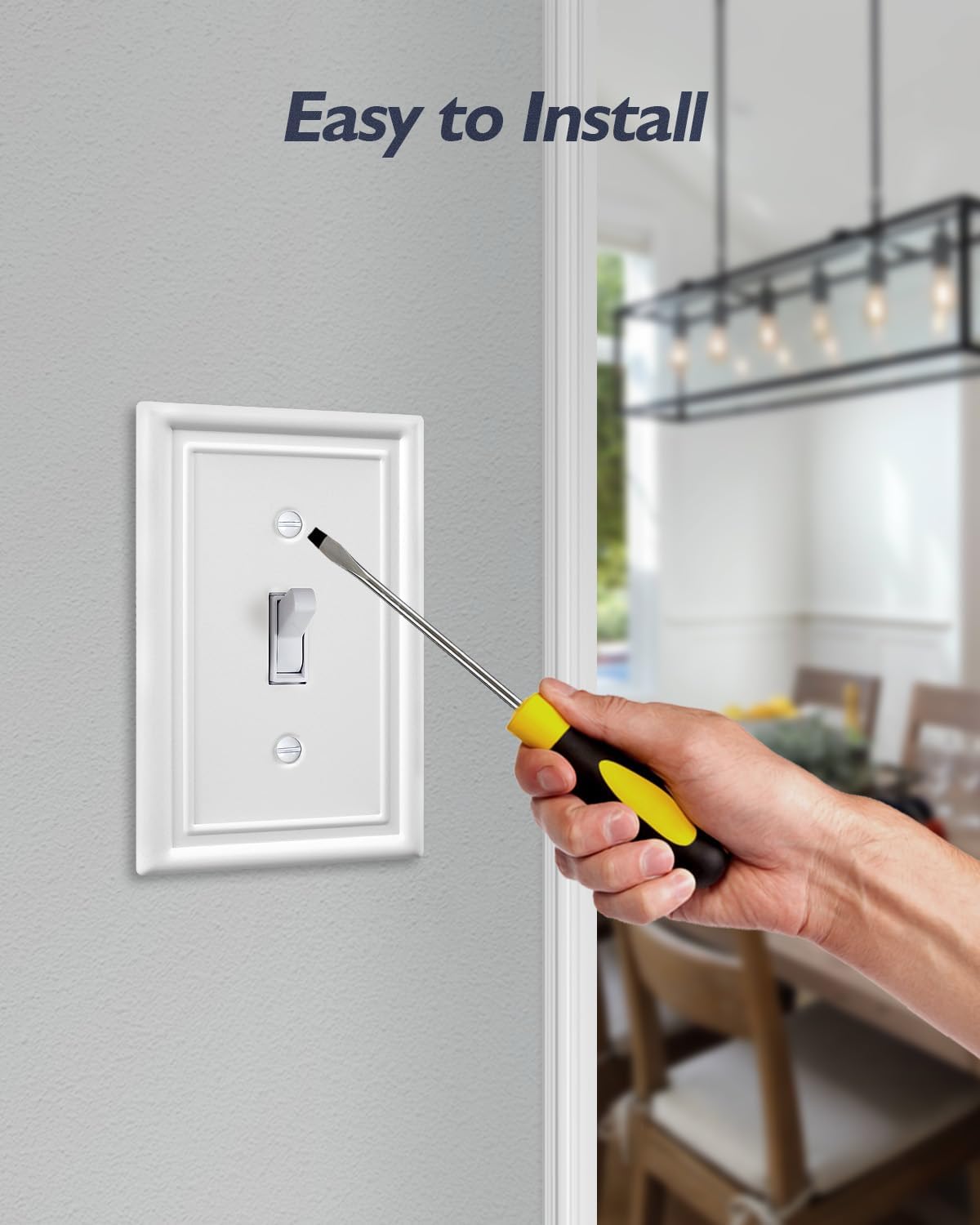 4-Pack Single Toggle Wallplate, White Light Switch Cover Plate, Metal Switch Plate Covers, 3.15''W*4.88''H, Midsize