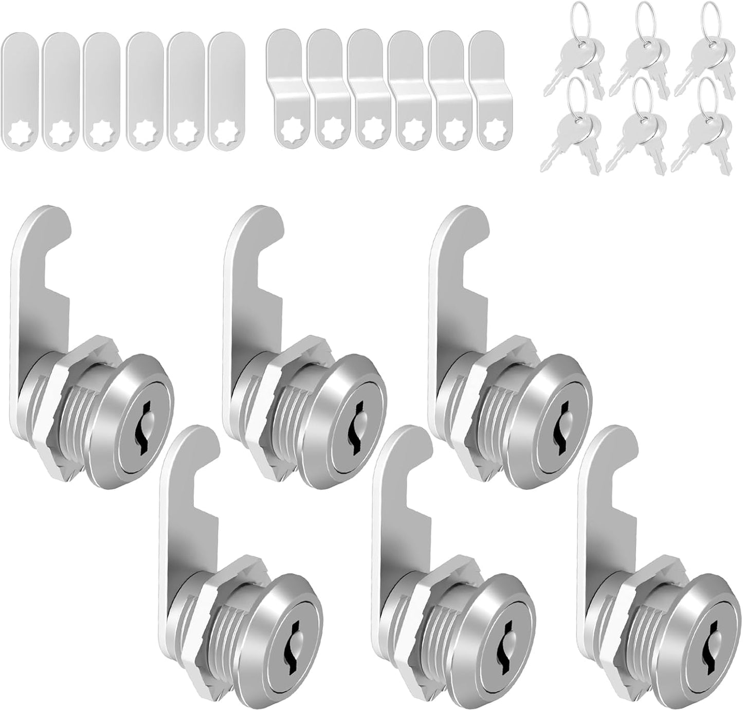 6 Pcs Mailbox Locks with Keys, Cabinet Lock with Key, Kitchen Cabinets Cam Locks 5/8" Keyed Alike, Drawer Desk Lock for Drawers and RV Storage Door, Zinc Alloy