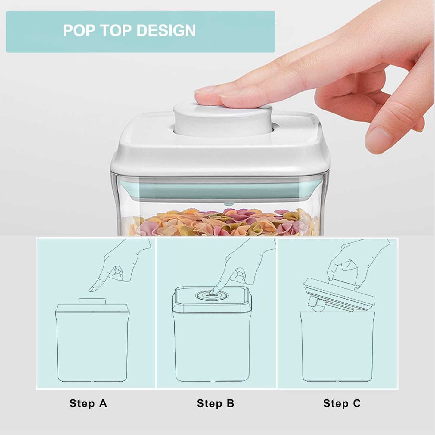 Airtight Food Storage Container - 0.52qt / 520ml Mini Rectangle Pop Containers With Lids, Bpa Free Stackable Container Snacks Candy Salt Herbs Spices