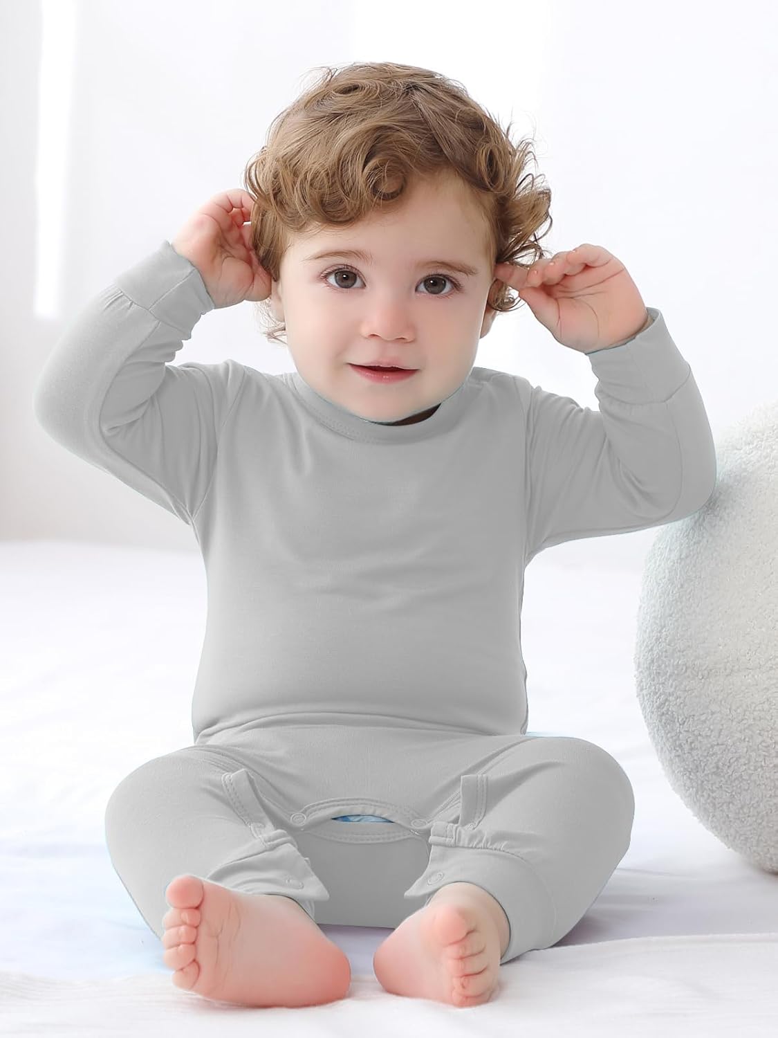 GUISBY Rayon Baby Pajamas, Long Sleeve with Snap Closure Pajamas Sleepers