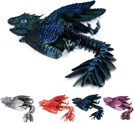 3D Printed Dragon, Feathered Wyvern Dragon, Articulated Dragon, Fidget Dragon Toys for Adult, Home Office Decor Executive Desk Toy