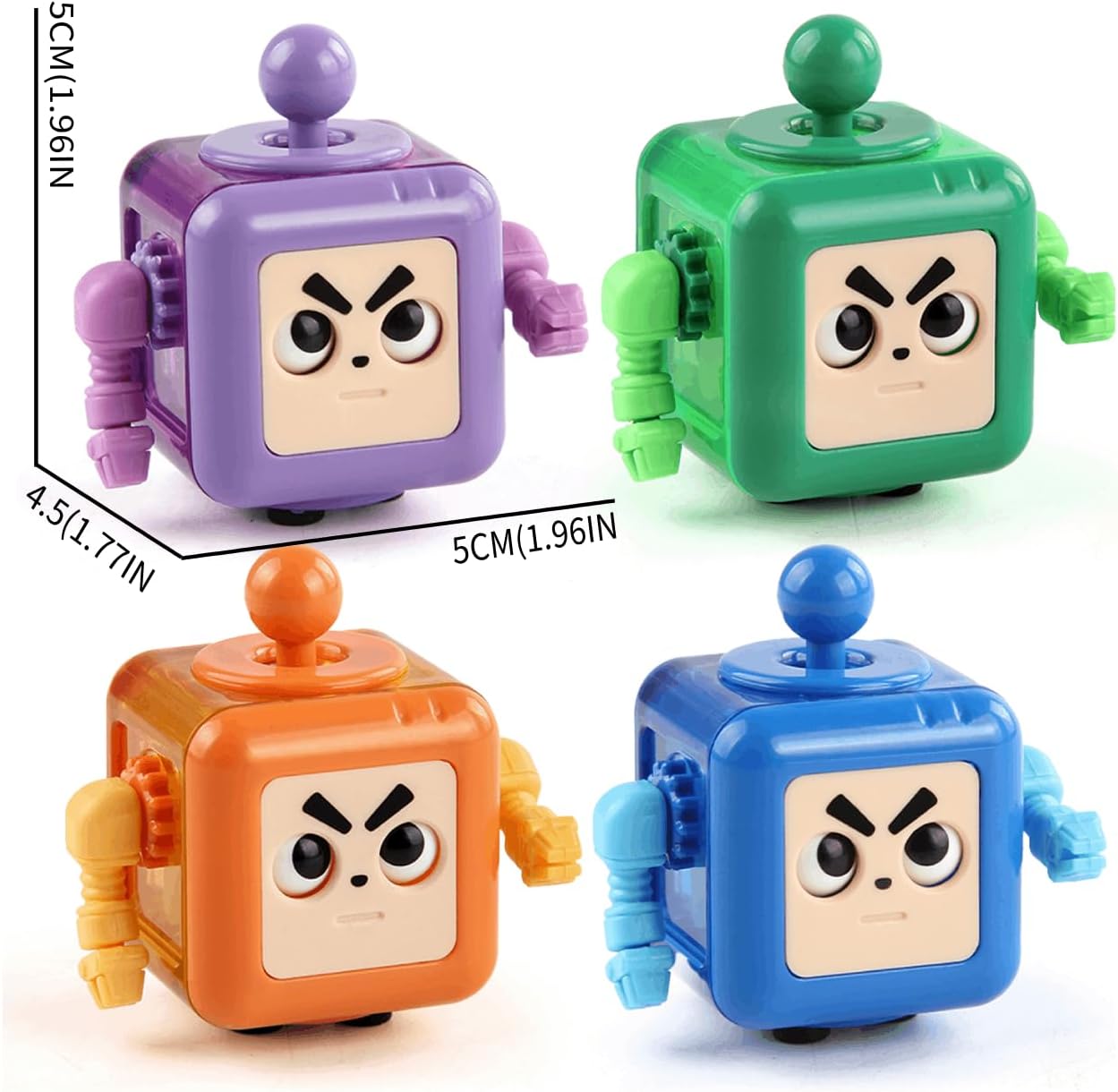 4P Fidget Robot Cube Fidget Toy, Magic Cube Stress and Anxiety Relief Toys, Fidgets Robot Cube Fidget Toy Cube Relaxing Hand-Held for Adults, Killing Time Cool Fidget Block for ADD/ADHD/OCD