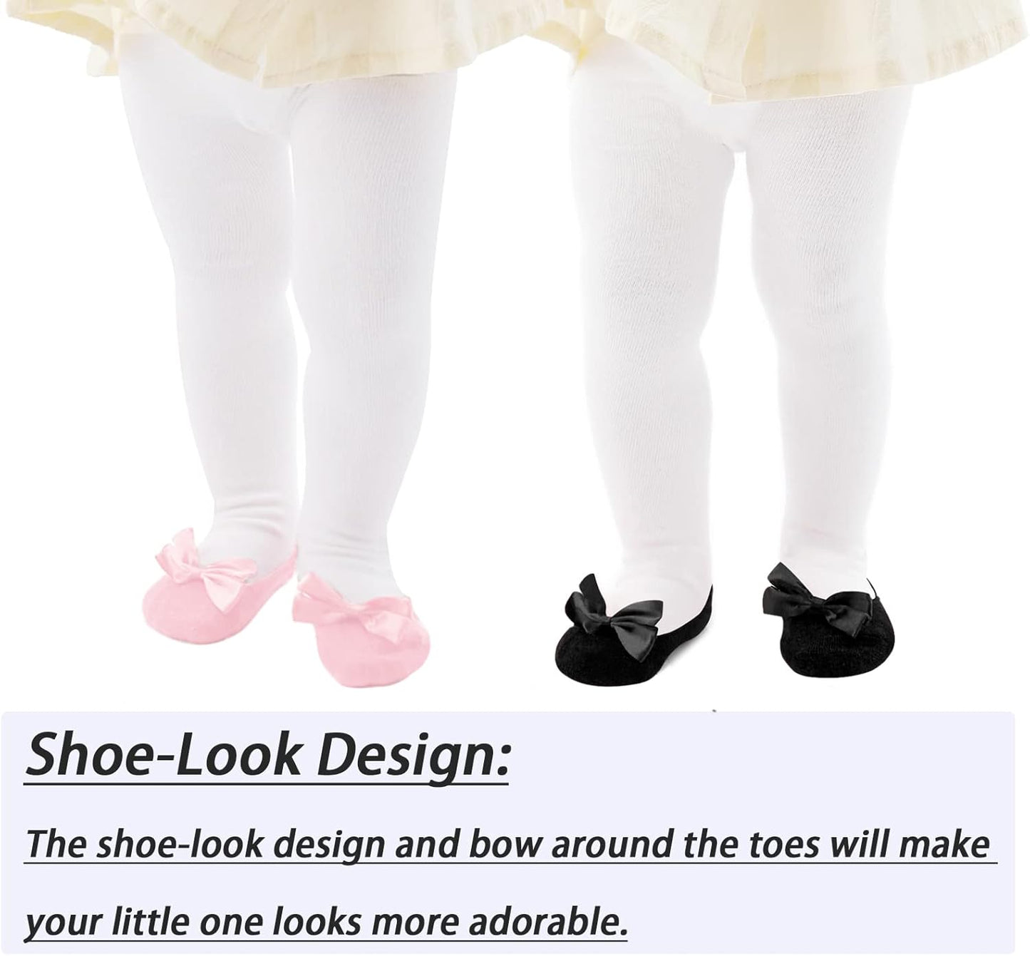 Mini angel Baby Tights Non Slip Baby Girl Tights Plain/Shoe-Look Leggings Seamless Pantyhose Warm Cotton Leggings Non-Skid