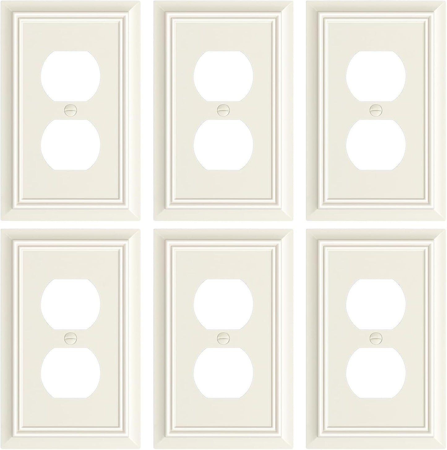 6-Pack Duplex Outlet Cover Plate, Decorative Light Almond Switch Plates and Outlet Covers, Natural Bamboo Fiber Wall Plates for Electrical Outlets, 1 Gang Receptacle Cover, Corrosion Resistant