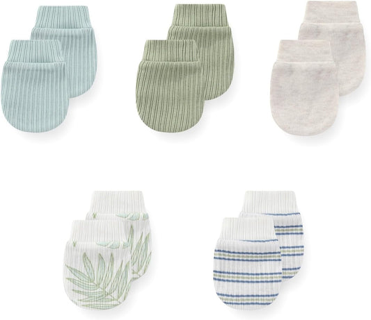 5 Pack Unisex New Born Boy Girls No Scratch Mittens Cotton Soft Baby Gloves Accessory 0-3 Months Infant Essentials