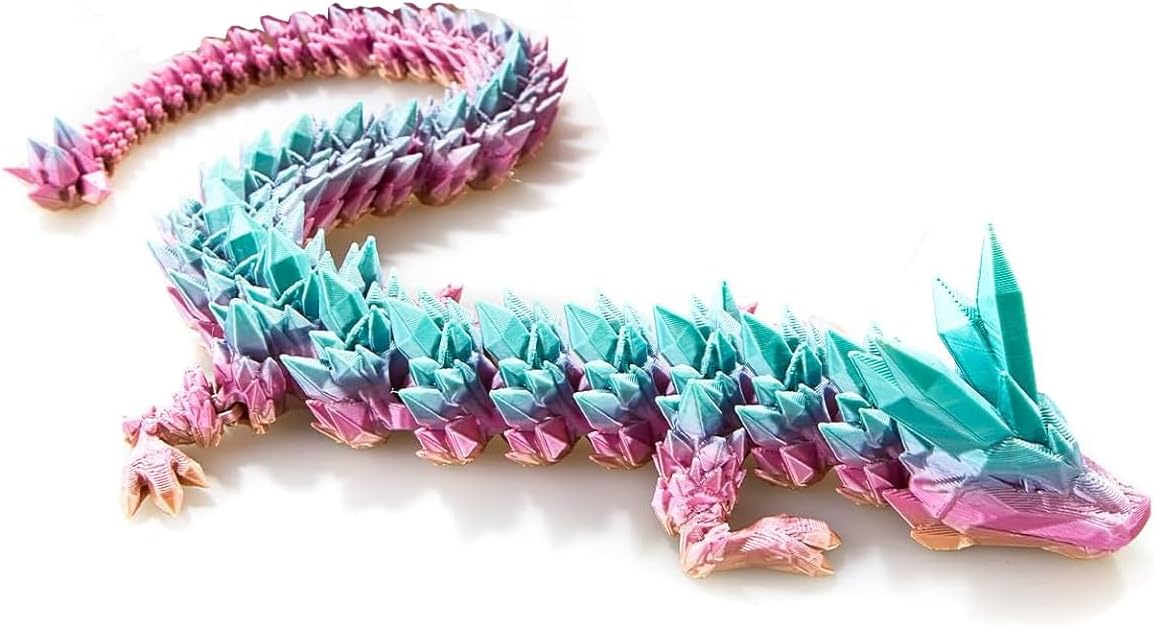 12inch 3D Printed Dragon Egg,Mystery Crystal Dragon Fidget Toys,Articulated Dragon,Home Desk Decor Easter Surprise Dinosaur Eggs,Adults Fidget Toys for Autism/ADHD (Rainbow)