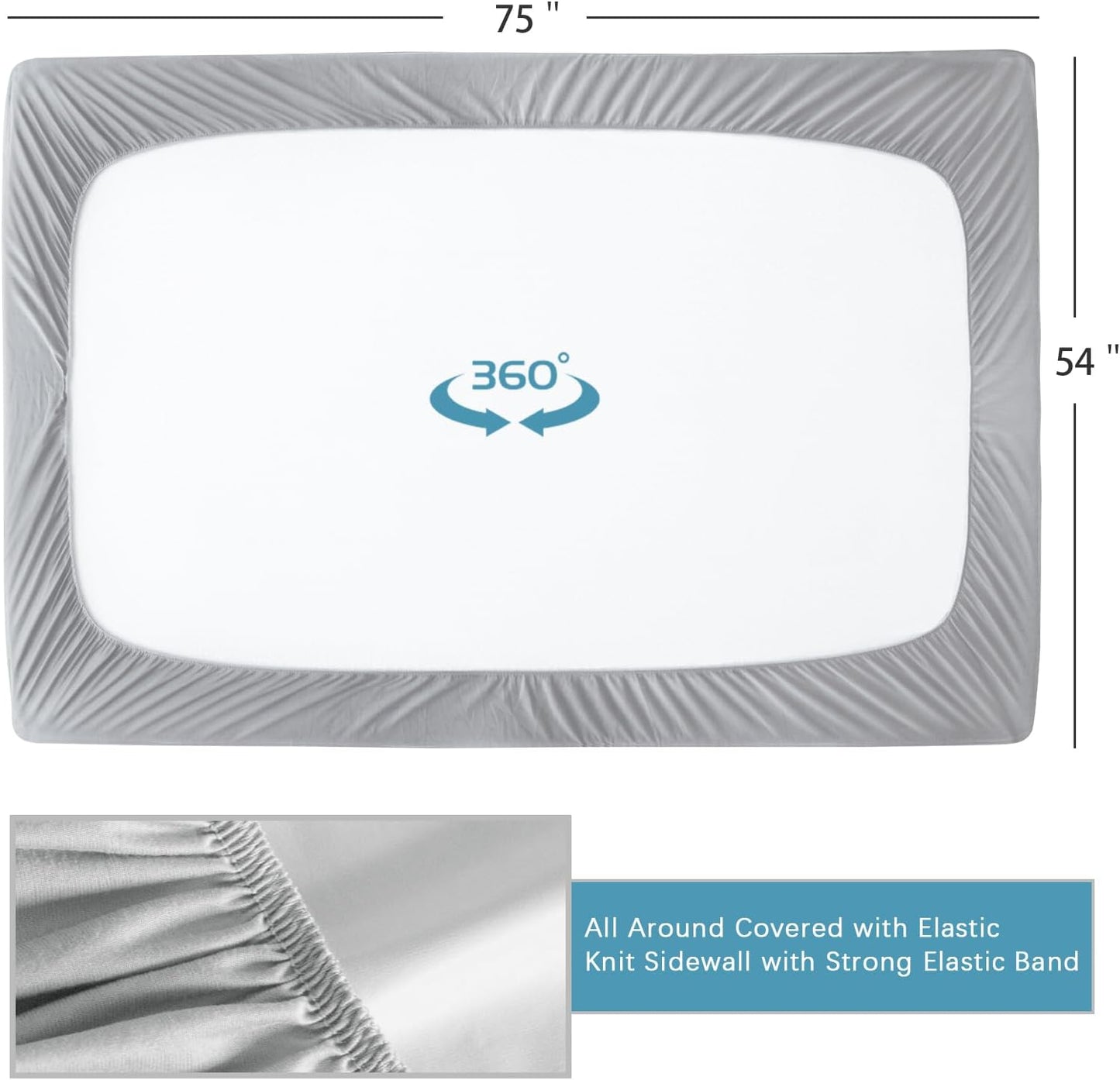 2 Pack Full Size Mattress Protector Waterproof, Noiseless & Soft Coverage Mattress Cover Fitted Sheets with Deep Pocket up to 14", Super Breathable & Easy Wash Full Mattress Protector