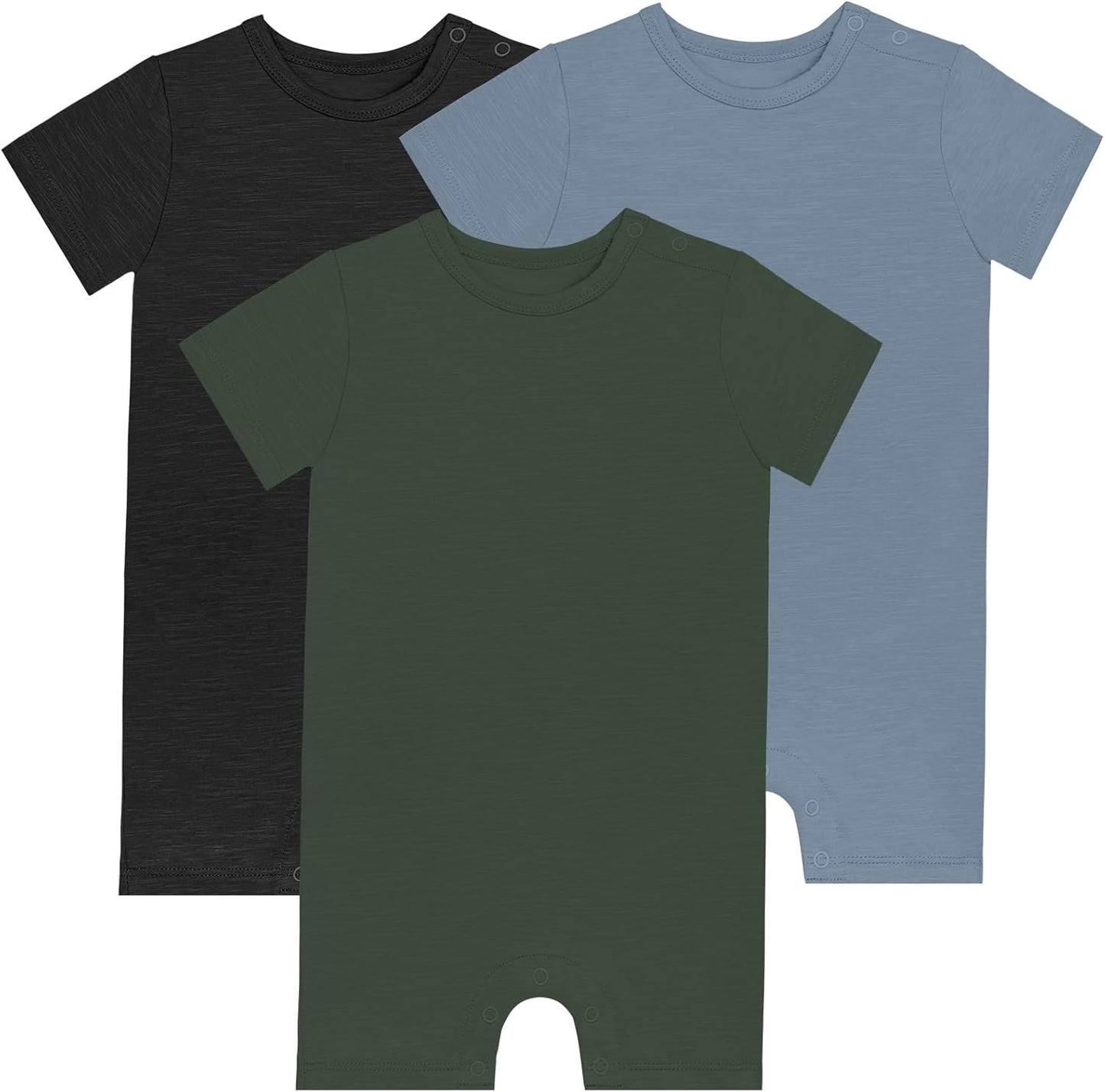 GUISBY Baby Short Sleeve Bodysuit Snap Crotch Closure Cotton Pajamas for Baby 3-Packs