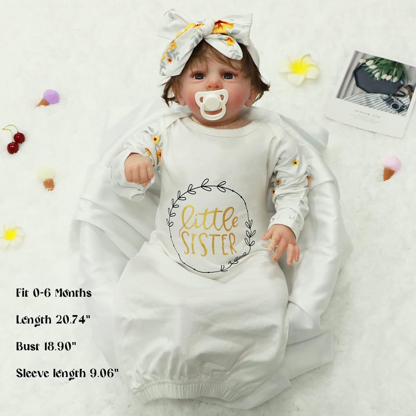 AMAWMW Newborn Baby Girl Little Sister Sleeper Gown Stripe Long Sleeve Nightgown Pajamas Gifts Stuff Essential Outfit