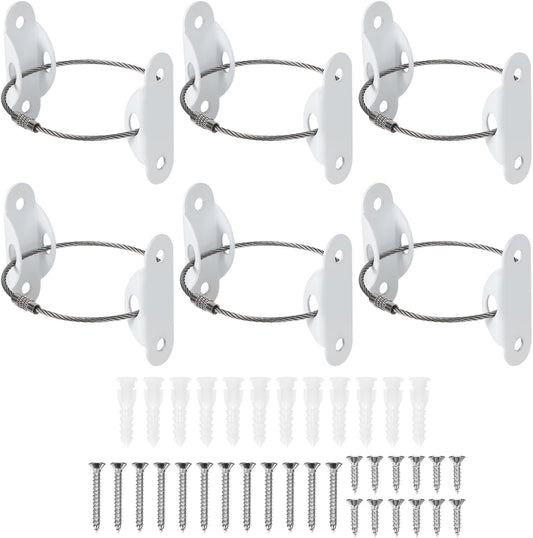 MECCANIXITY Furniture Anchors, 8 Inch Anti Tip Furniture Anchors Stainless Steel Furniture Securing Wall Anchors for Earthquake Straps Home Safety, White 6 Sets