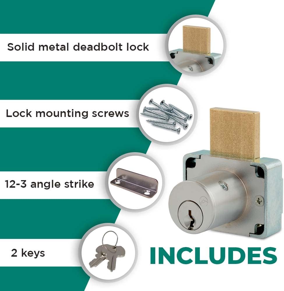 200DW Deadbolt for Drawers | Chrome Key Vertical Lock, Rekeyable, Grade 1