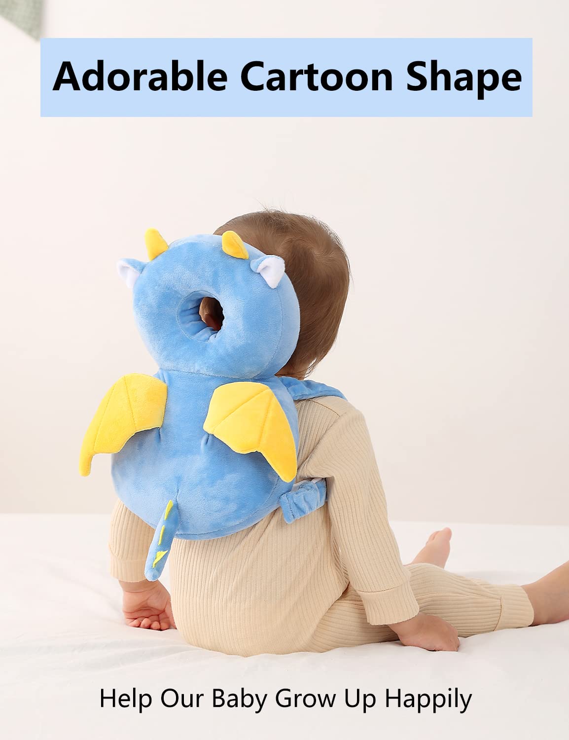 JunNeng Toddler Baby Head Protector Backpack for Toddler Walker with Knee Pads&Anti-Slip Socks, Dinosaur