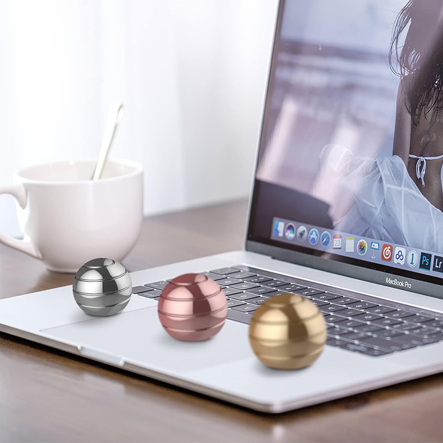 6 Pack Kinetic Spinning Desk Toy Bulk Basket Stocking Stuffers for Kids, Metal Fidget Spinner Ball, Optical Illusion Desktop Fidget Spinner Toys, Gifts for Women, Men, Kids and Adults