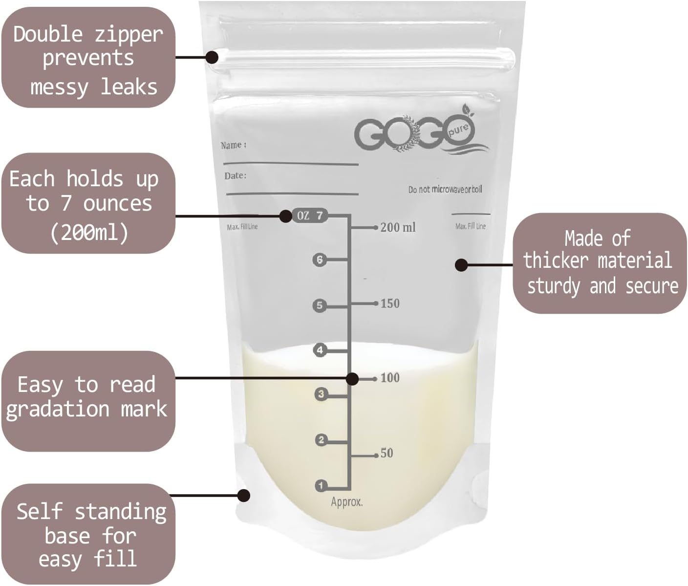 660 Count GRAND Value Pack Breastfeeding Breastmilk Storage Bags - 7 OZ, PRE-STERILIZED By Gamma Ray, BPA Free, Leak Proof Storing Double Zipper Seal, Self Stand, for Refrigeration and Freezer