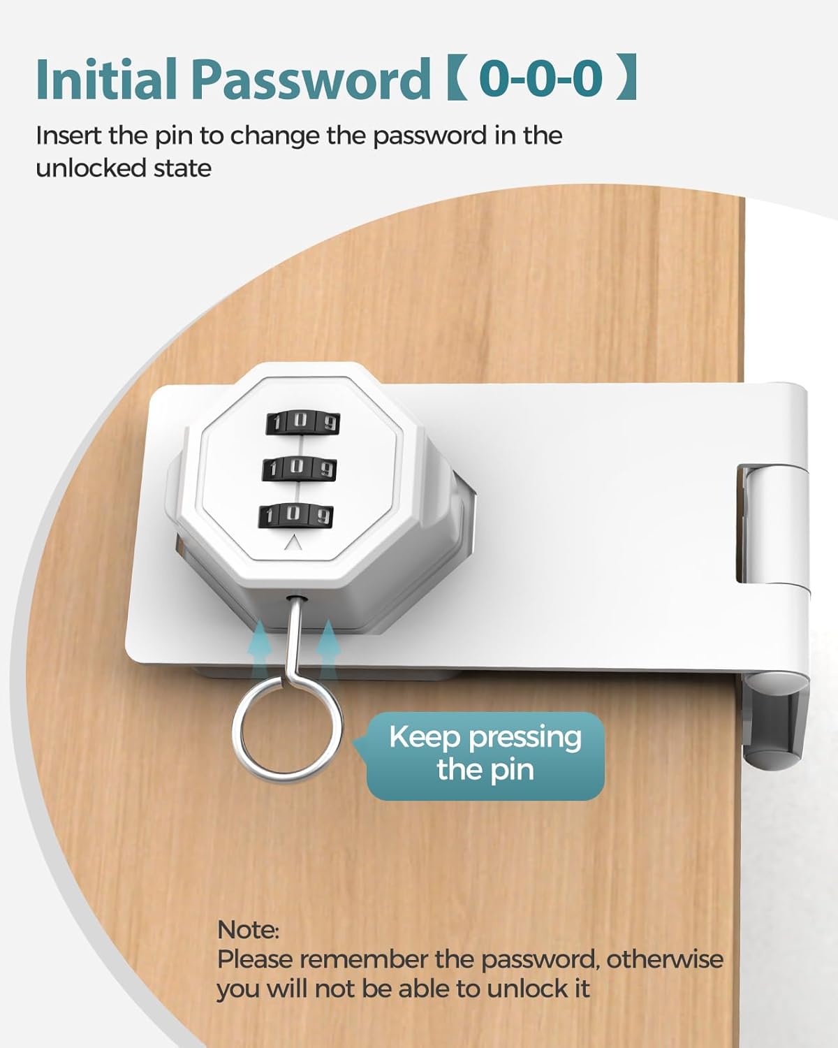 90 Degree Cabinet Combination Door Lock Latch, Zinc Alloy Password Rotary Hasp Lock, Keyless Folding Latches for Office File Cabinet, Drawers, Cupboard, Small Doors, Locker (1, White)