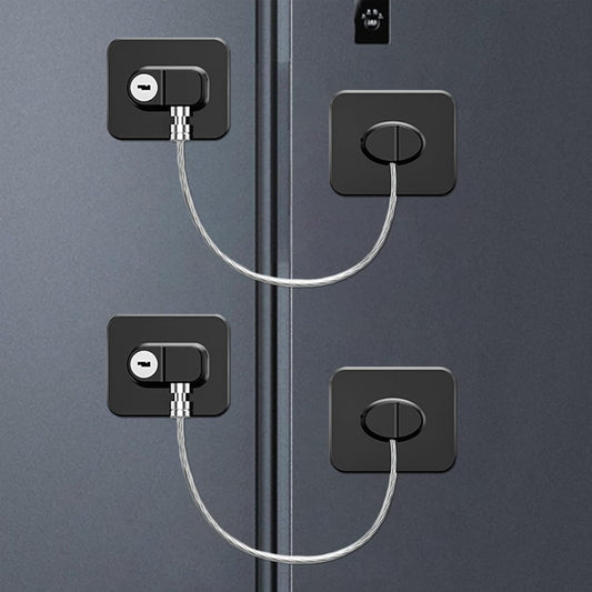 Fridge Lock (2 Pack),Refrigerator Lock with Keys,for Fridge, Cabinet Locks, Drawers, Dishwasher, Toilet and Child Safety Cabinet Locks, 3M Adhesive No Drilling (Black)