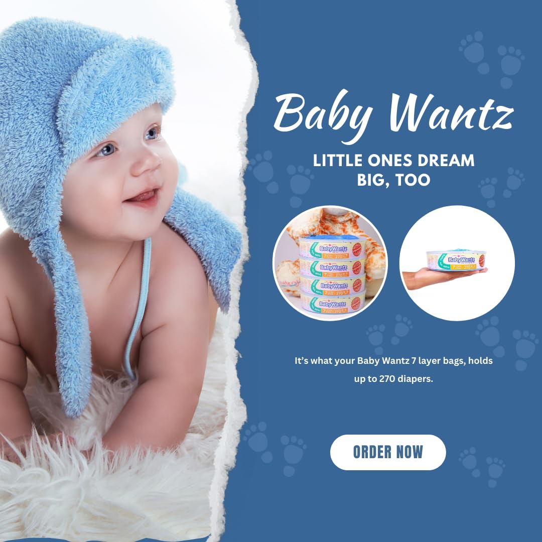 Premium Diaper Pail Refill Bags Compatible with Diaper Genie Pails - 4 Pack - Holds up to 1080 Newborn Diapers