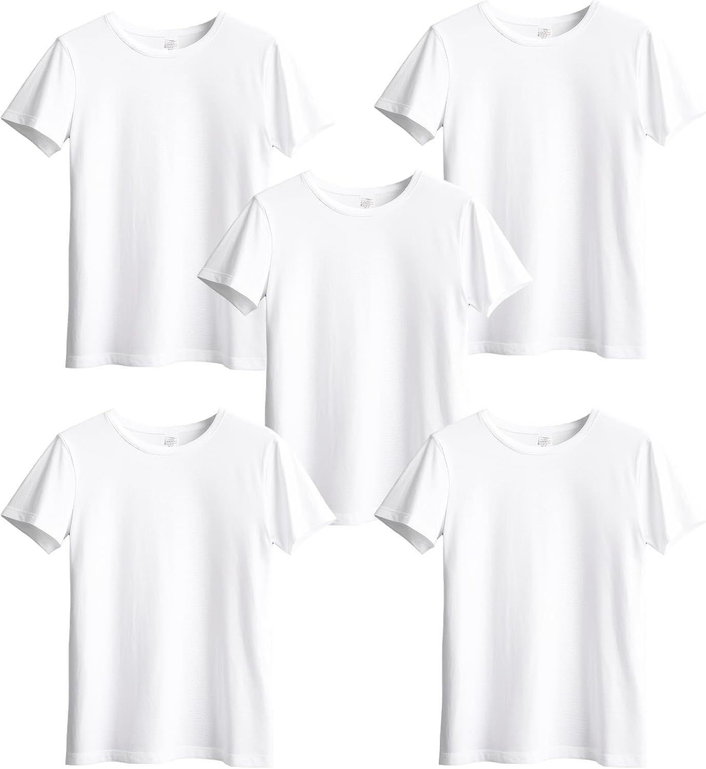 5 PCS Sublimation T-Shirt Blank for Toddler,White Polyester Crew Neck Short Sleeve T-Shirts for Kids