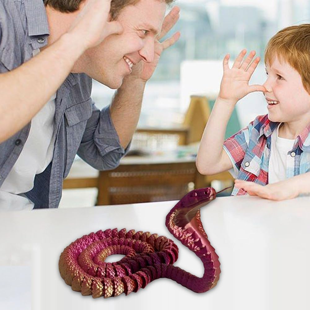 3D Printed Snake Cobra-3D Printed Animals Fidget Toy Creative 3D Printed Animals Articulated Snake Collectibles Home Office Executive Desk Decor