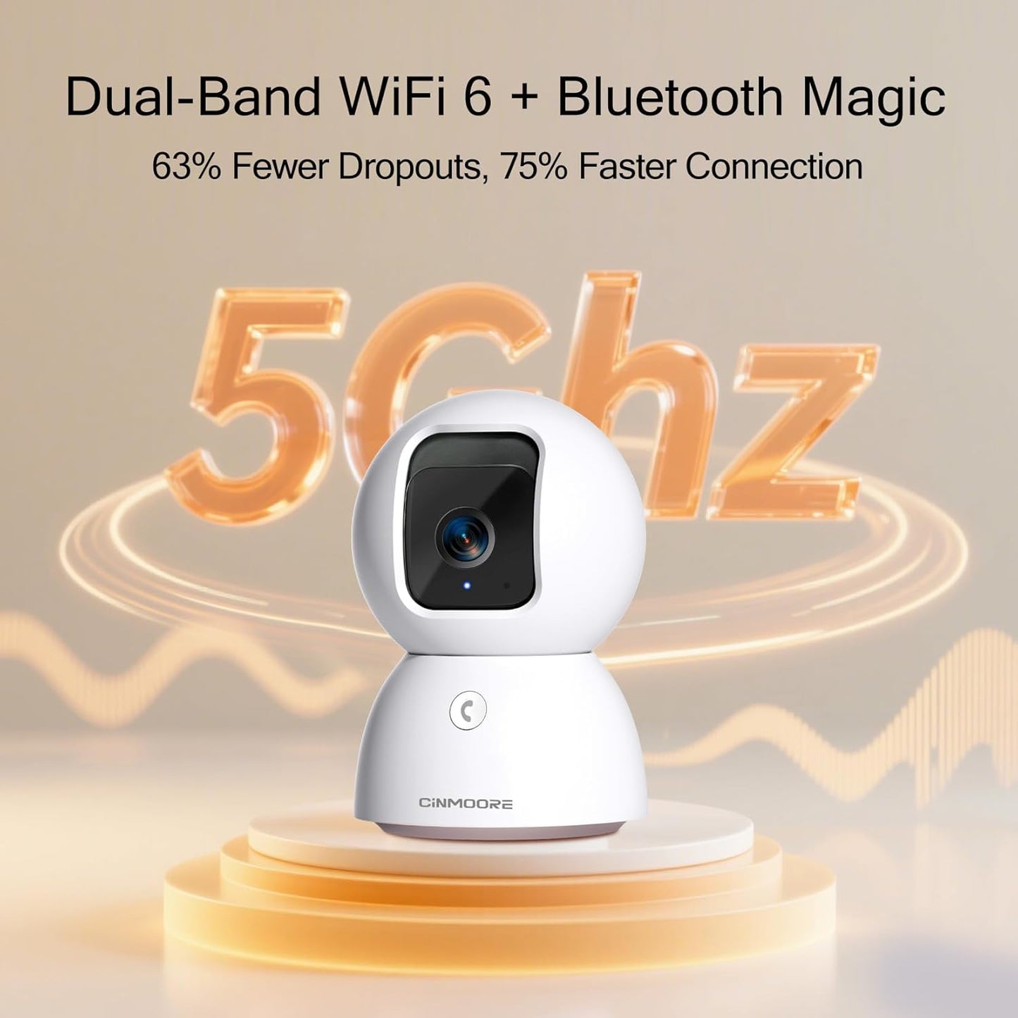 3K Pet/Dog/Cat Camera with Phone App, No-Subscription Local Person/Pet/Face Detection, 5G Security Camera Indoor, PTZ WiFi Cameras for Home Security, 0-Glow Night Vision, Full Duplex Audio