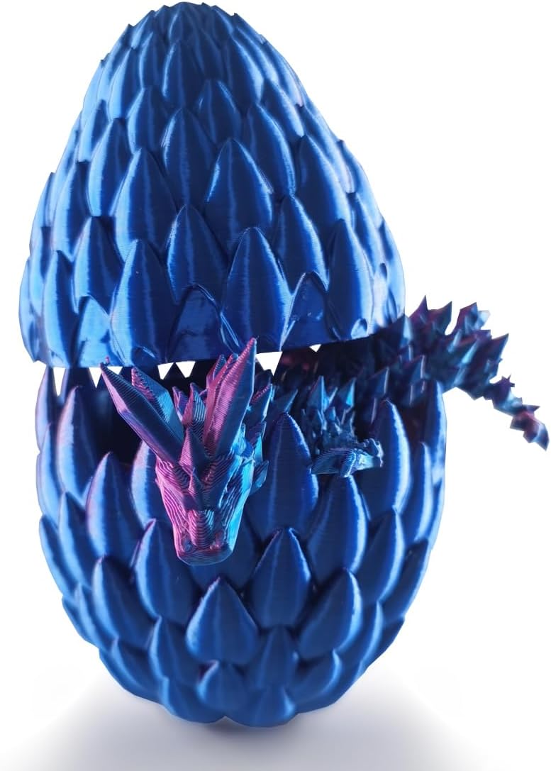 3D Printed Dragon in Egg,Full Articulated Dragon Dragon with Dragon Egg,Flexible Joints Suitable for Administrative Desk (Blue&Violet)