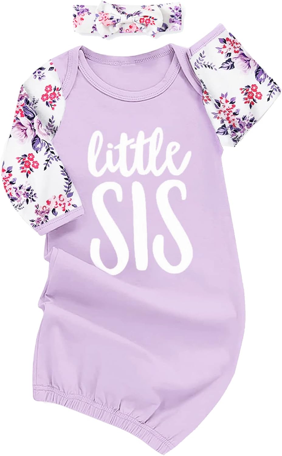 AMAWMW Newborn Baby Girl Little Sister Sleeper Gown Stripe Long Sleeve Nightgown Pajamas Gifts Stuff Essential Outfit