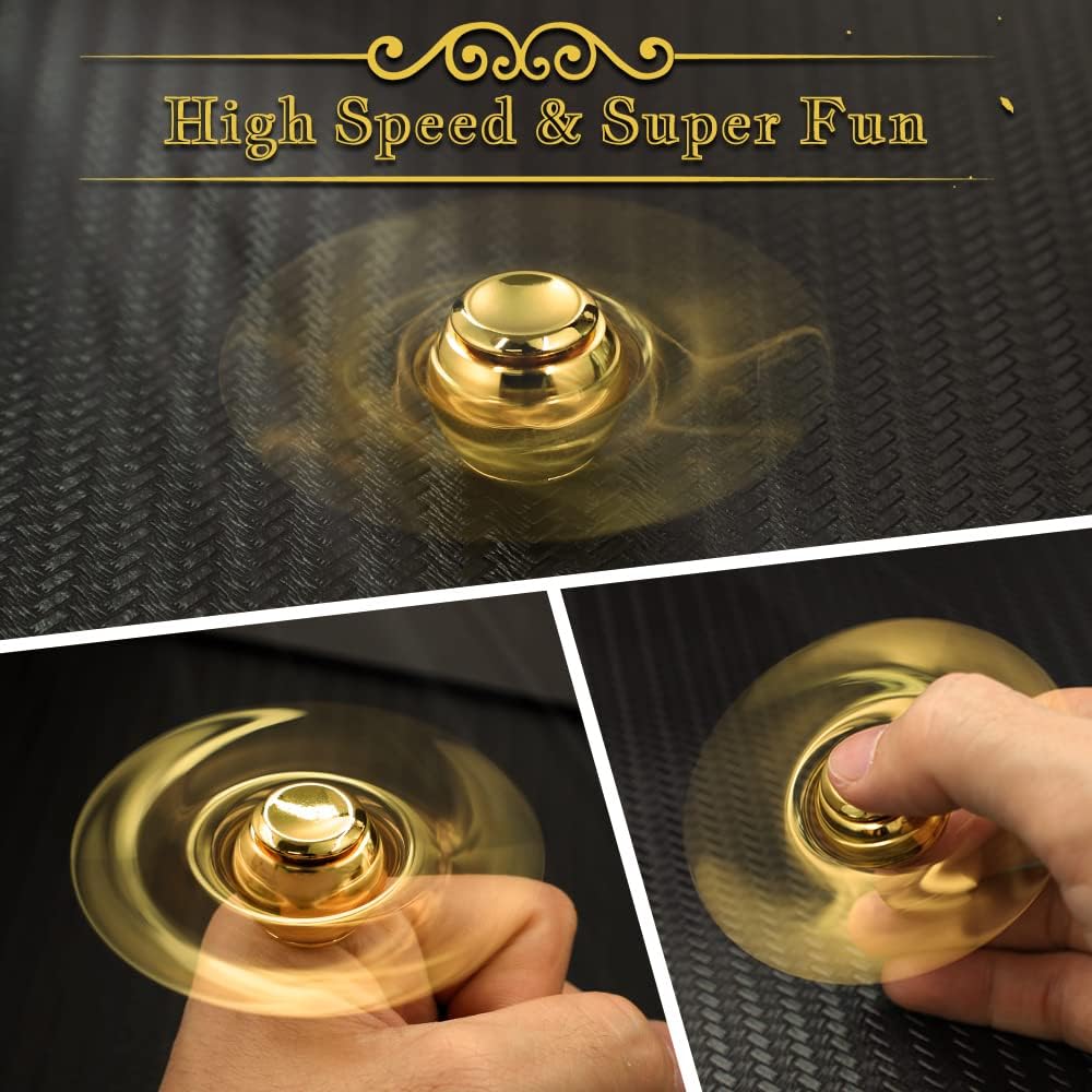 Golden Fidget Spinner Metal Toy for Kids Adults, Desk Toys Hand Finger Spinner Decoration, EDC Stress Relief Toy for Boys Age 3-12 Years Old Stocking Suffer for Boys Girls