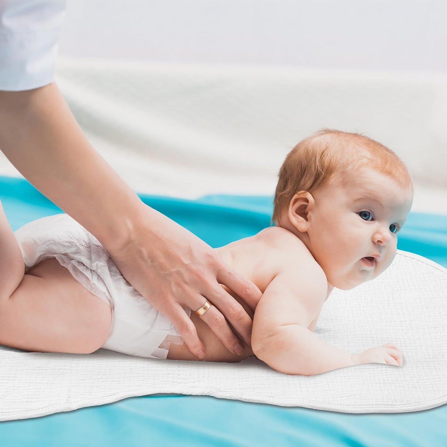 3 Pcs Changing Pad Liners Fits in Peanut Shape Changing Pad Waterproof Diaper Mats Organic Cotton Peanut Mats are Warm on a Baby's Back, Washable Reusable(Simple Style,White)