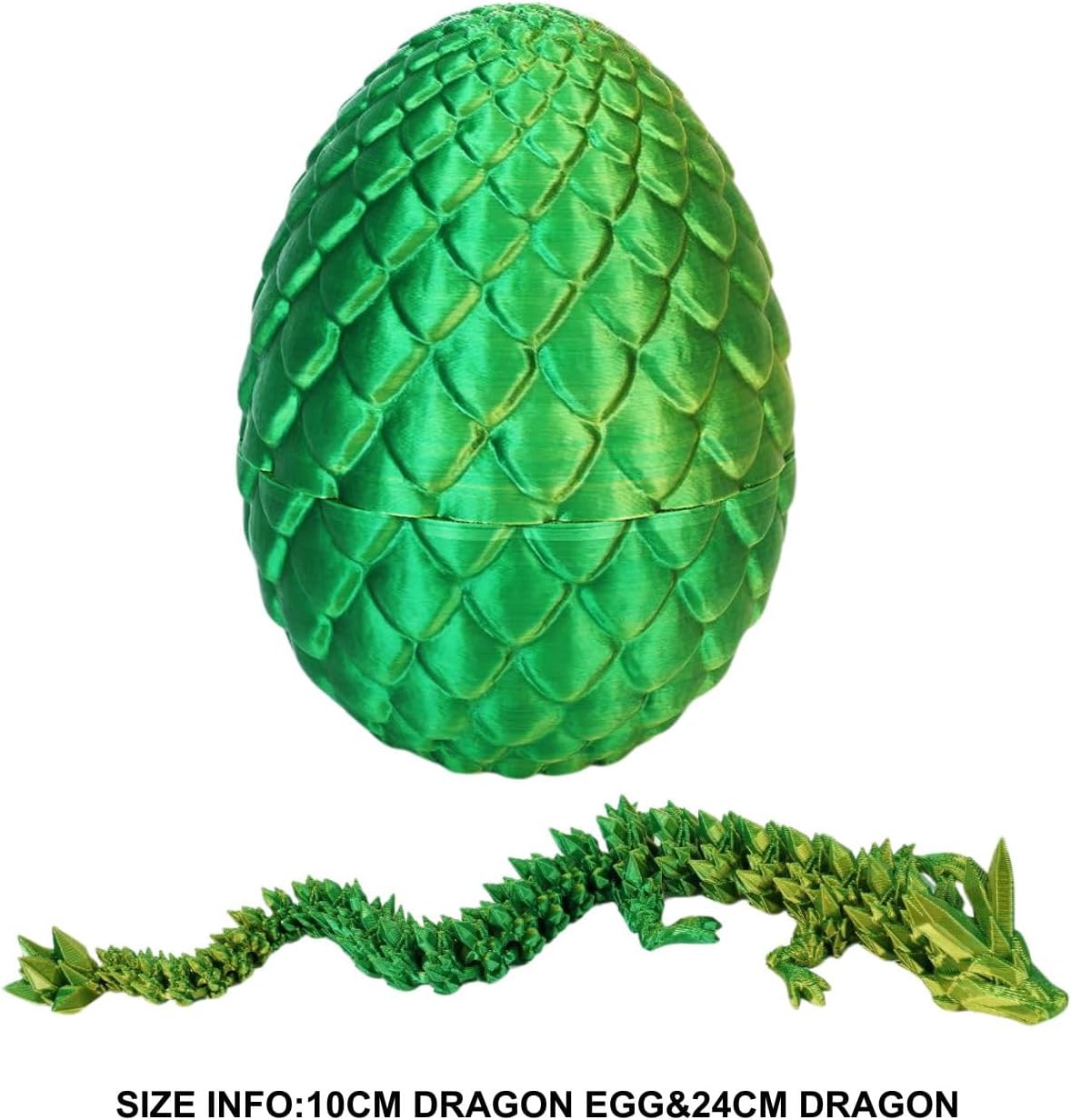 3D Printed Dragon Egg, Dragon Eggs with Dragon Inside, Crystal Articulated Dragon, Mystery Dragon Egg Fidget Toy, 3D Dragon Eggs Surprise Fidget Toy (Laser Yellow Green)