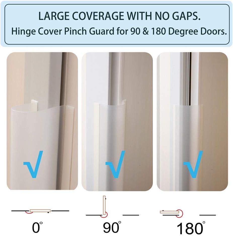 4 PCS AILUOQI Door Jam Shield Finger Pinch Guard for Baby Proofing, Kids, Hinge Cover Pinch Guard for 90 & 180 Degree Doors Frame & Baby Gate. 47.2" H, 6.7" W. 4 Pieces Set