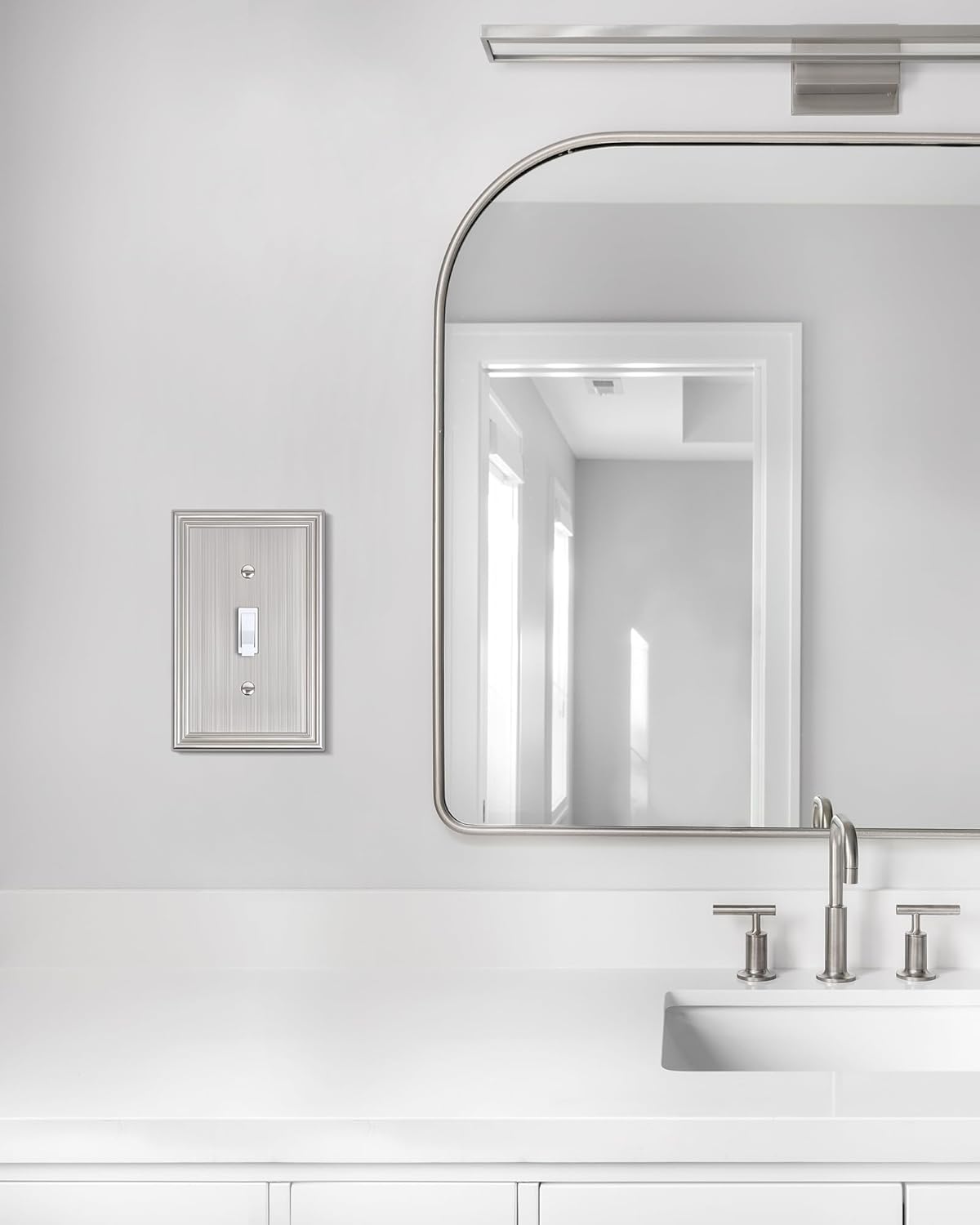 6-Pack Single Toggle Light Switch Cover Plate, Durable Solid Zinc Alloy Decorative Switch Plate Covers, Brushed Nickel 1 Gang Wall Plate, Corrosion Resistant