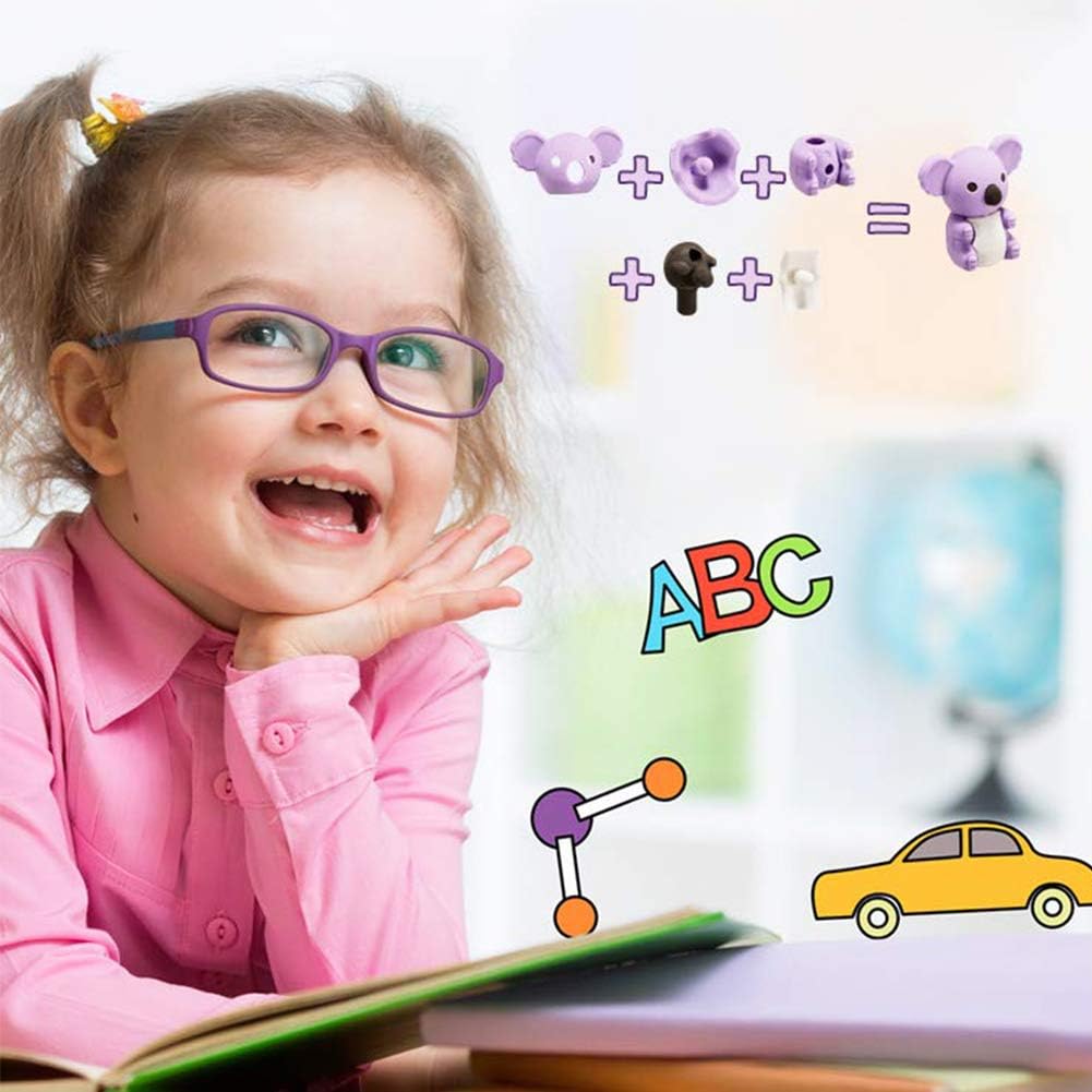 46Pcs Animal Erasers Desk Pets for Kids Animal Pencil Erasers Bulk Puzzle Eraser Toys Gifts for Classroom Prizes,Game Reward,Treasure Box,Easter Egg Fillers,Goodie Bag Stuffers,Party Favors