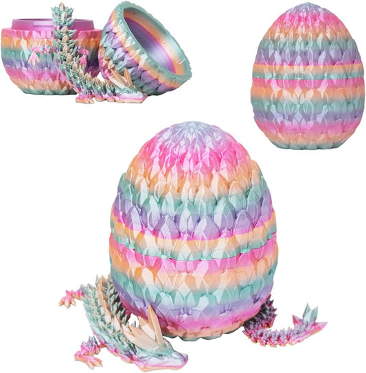 3D Printed Dragon Egg, Beautiful Flexible Joints Executive Desk Toys, Gifts for Adults and Kids (Rainbow)