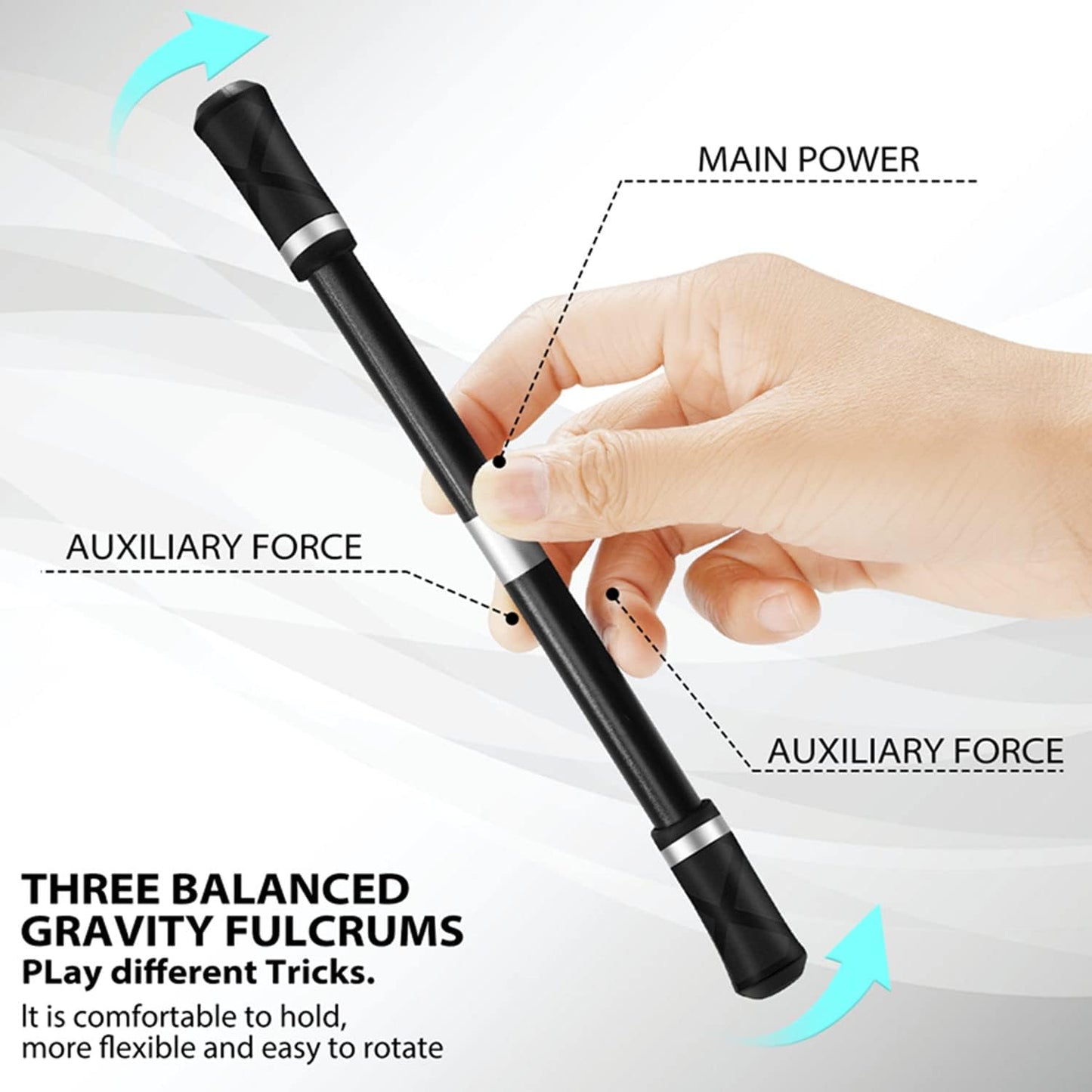 4 Pieces Pen Spinning Spinner Pen Gaming Pen Spinning Mod Gaming Spinning Pens Flying Spinning Pen Finger Rotating Pen for Kids Adults Office Supplies with Instruction Manual (Silver，Black, Red, Blue）