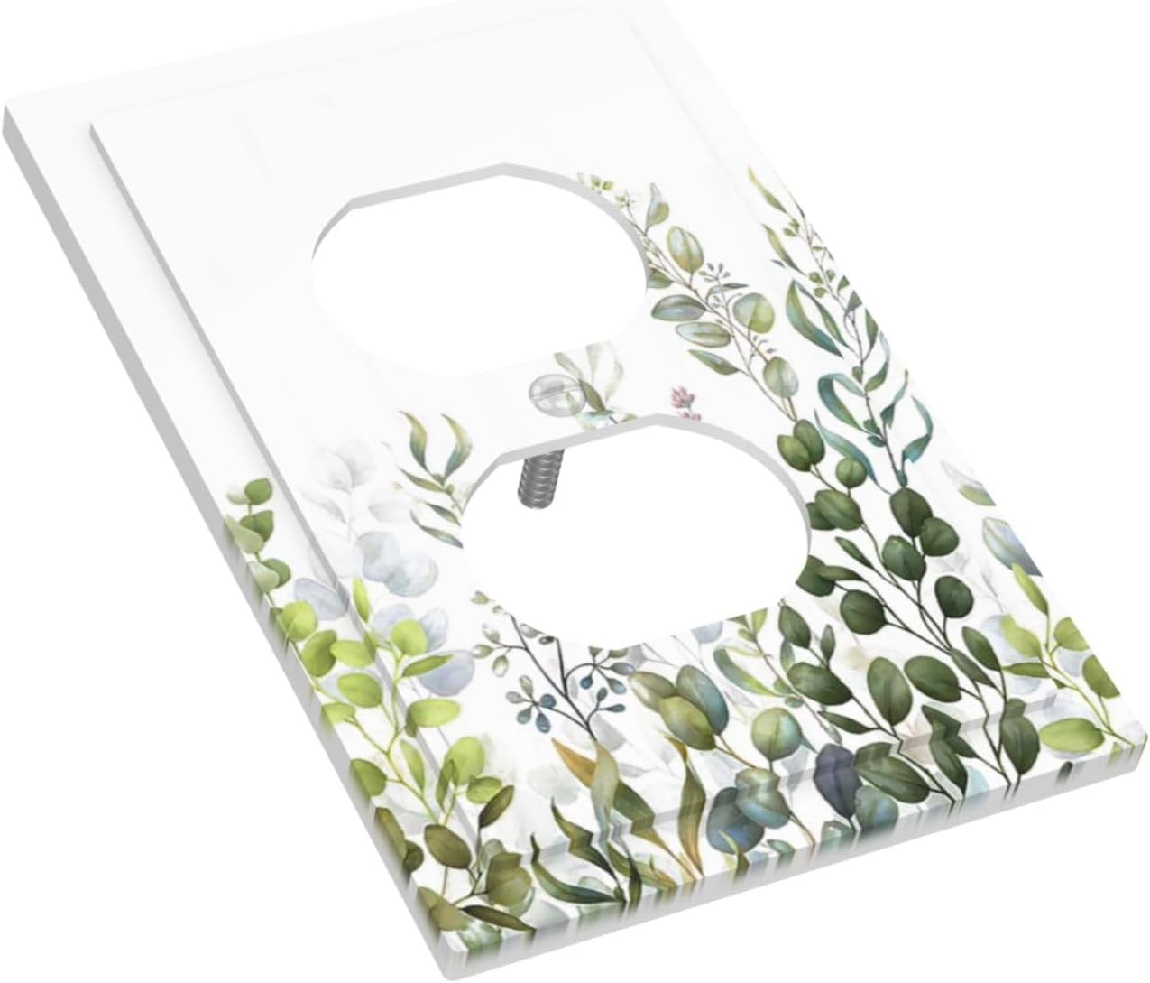 Green Eucalyptus Leaf Plant Herbs Springnature Outlet Covers 1 Gang Duplex Light Switch Cover Decorative Switch Plates Electrical Receptacle Faceplate Wall Plate for Bed Room Living Room Decor