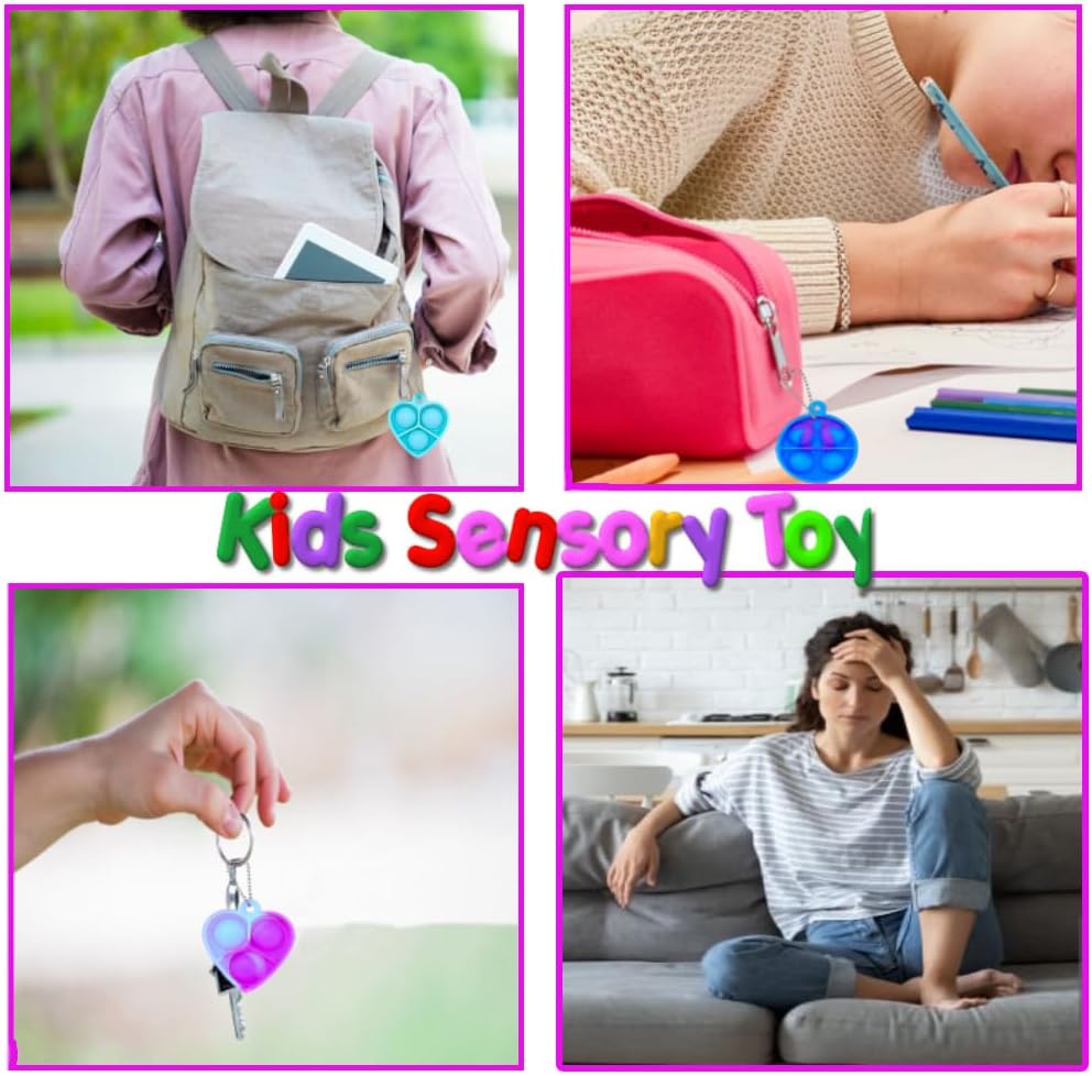 300pcs 1.5in Random Pop Bubble Fidget Sensory Toys, Pop Toy Bulk for Party Favor, Classroom Student Prizes Easter Basket Goodie Bag Stuffers Christmas Valentine Gift for Kid