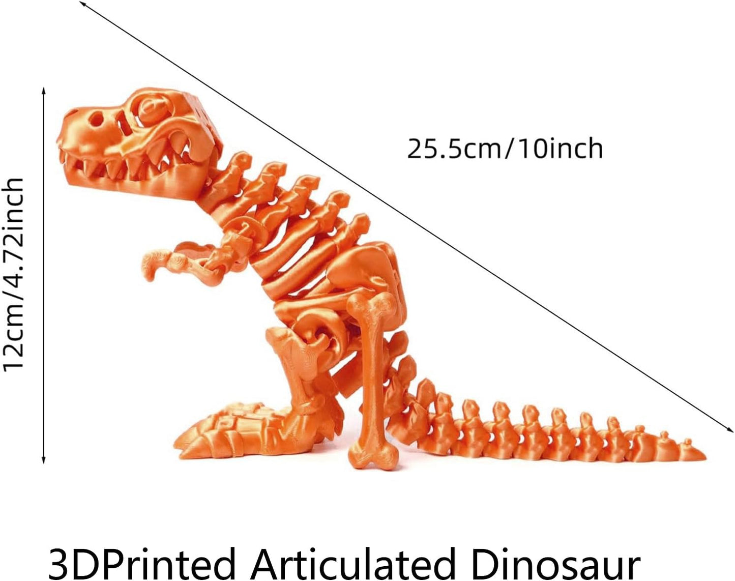 3D Printed Dinosaur Bones Tyrannosaurus Rex Skeleton with Movable Joints, 3D Model Skull T-Rex, Flexible Articulated Dinosaur Fidget Toys Adults for Autism/ADHD