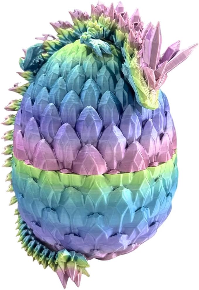3D Printed Dragon Egg, Mystery Crystal Dragon Egg Fidget Toys Surprise Articulated Crystal Dragon Eggs with Dragon Inside (Colorful-A)