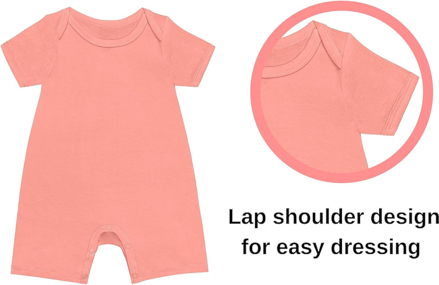 GUISBY Rayon Baby Pajamas, Short Sleeve Footless Rompers, Snap Closure Sleeper for Boy Girls