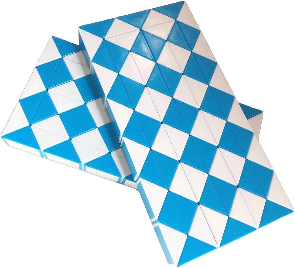 2 Pack Fidget Magic Snake Cube Puzzles Twist Ruler Speed Cubes Brain Teaser Game Toys for Kids Random Color (72 Block)