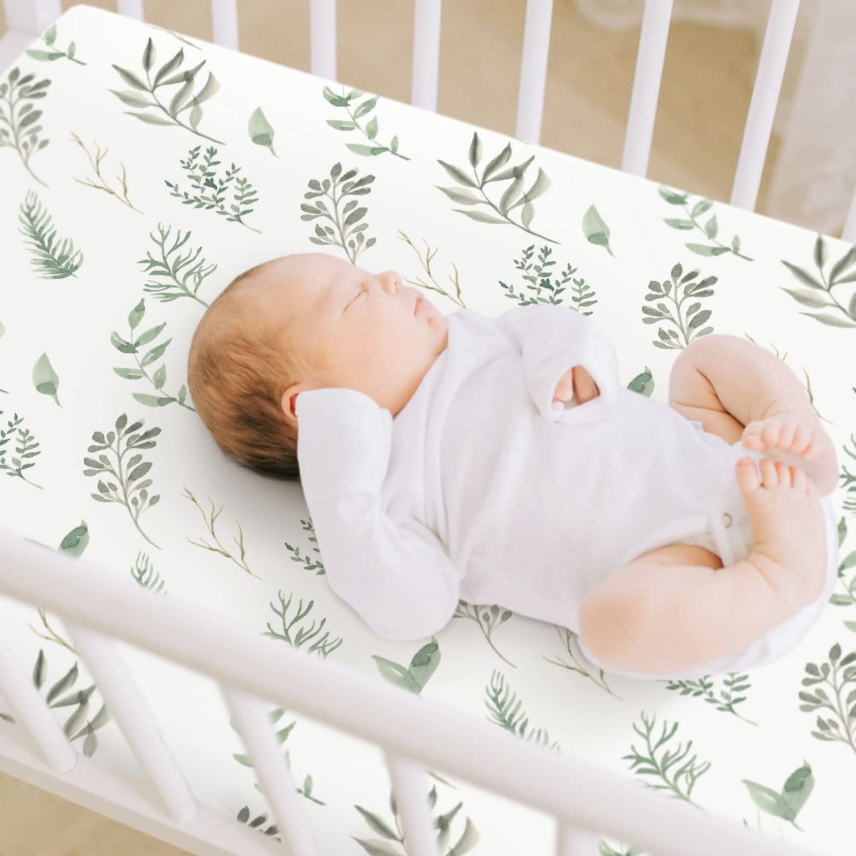 GRSSDER Stretchy Ultra Soft Jersey Knit Fitted Pack n Play Sheets Set 2 Pack, Universal Fitted Portable Pack and Play/Mini Cribs Sheets for Girls, Stylish Watercolor Daisy Flower