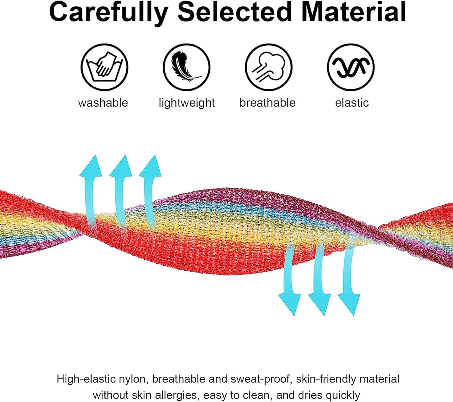 2 Pack AirTag Bracelet for Kids, Apple Air Tag Protective Cover with Nylon Wristband, Anti Lost GPS Trackers Case Cover Elastic Watch Band for Toddlers Girls Boys Elders (Rainbow)