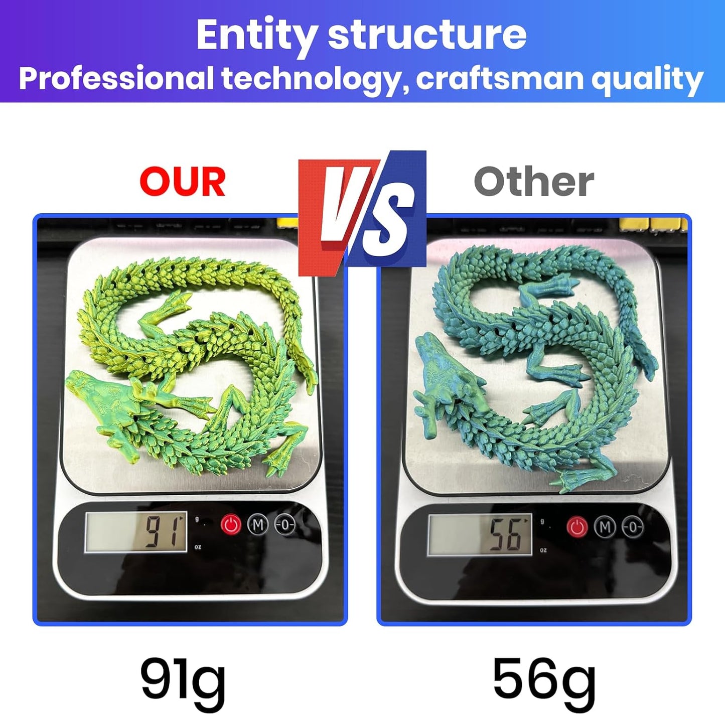 3D Printed Dragon,Chinese Dragon,Dragon Statue,Fidget Toys,18 in,Fidget Toys for Autism/ADHD,3D Printed Present Toy, Executive Desk Toys,Home Office Decor